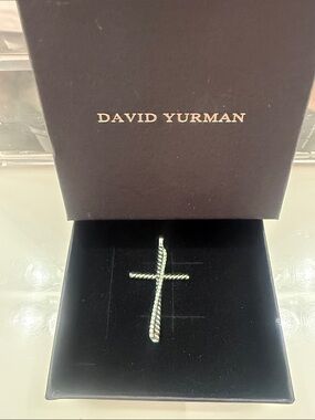 David Yurman Sterling Twisted Cable Cross Pendant